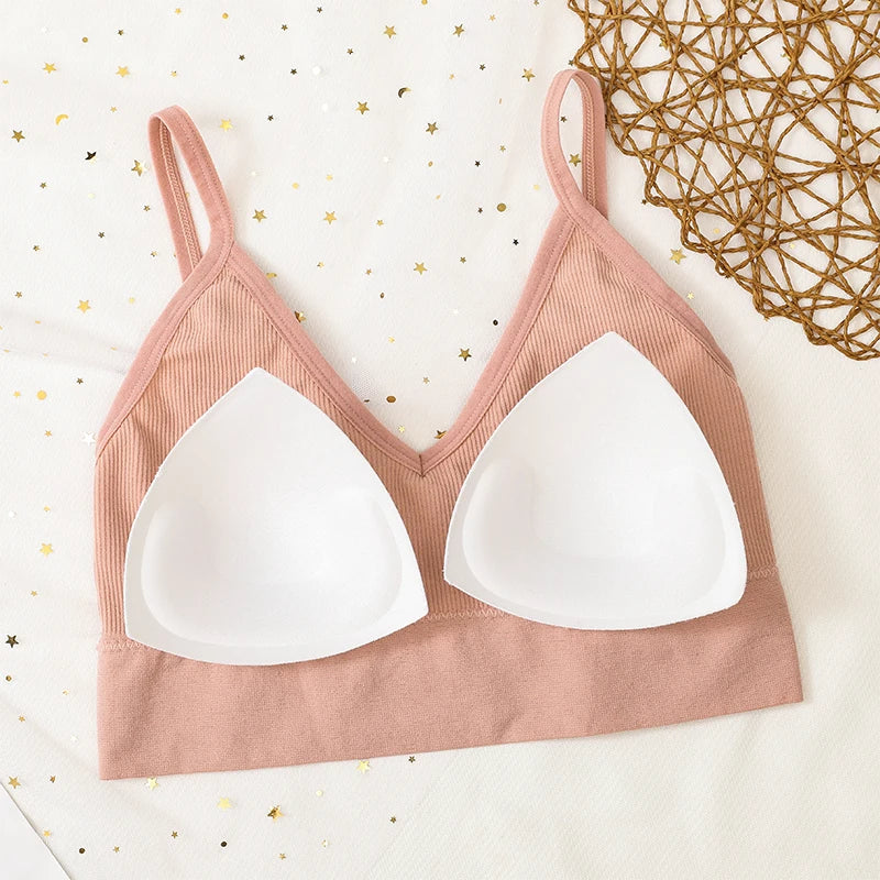 Women Sports Bra And Panties Set Seamless Bra U-Back Crop Top High Rise G-String Panties Thongs Underwear Sexy Lingerie Set
