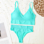 Women Sports Bra And Panties Set Seamless Bra U-Back Crop Top High Rise G-String Panties Thongs Underwear Sexy Lingerie Set