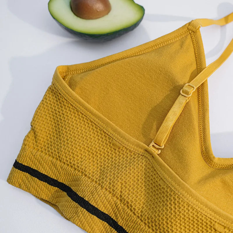 Letter Printed Elastic Underband Bralette Women Removable Breathable Pads Thin Straps Tank Bra One Size Daily Intimates