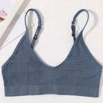 Seamless Tube Top Women's Ribbed V-Neck Wireless Bralette U-Back Daily Wear Bra Sexy Lingerie Adjust Straps Sports Underwear M-L