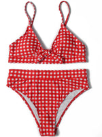 ZTVitality Bow Plaid Bikinis Push Up Sexy Bikini 2021 Hot Sale Straps Padded High Waist Swimsuit Retro Swimwear Women Biquini