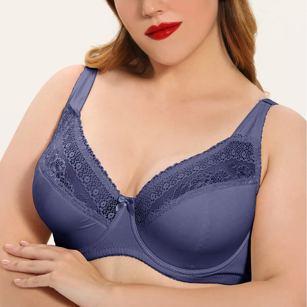 Plus Size Lace Bras For Women Lager Sexy Push Up Bra Bralette Comfortable Underwired Underwear Lingerie Tops BH D DD E F G Cup