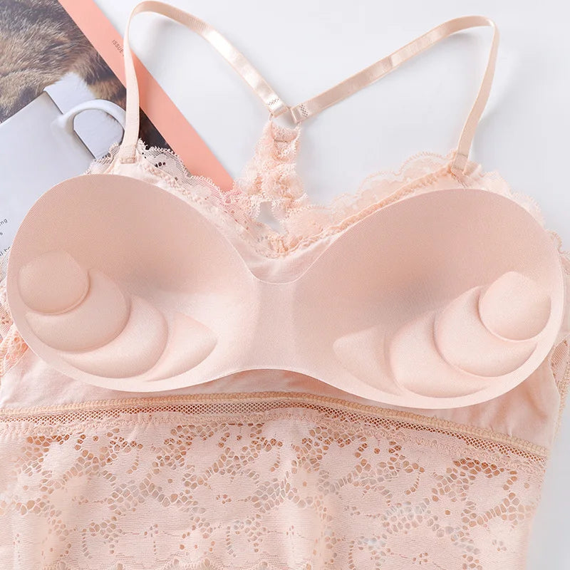 Cross Back Lace Bra Top Women Bralette Crop Top Sexy Lingerie Wireless Underwear Women Solid Color Bra Tops Padded Camisole