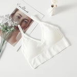 Crop Tops Women's Underwear Sexy Low Back Bralette Camis Non adjustable shoulder straps Bra Bandeau With breast pads Tank Vest
