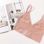 Seamless Bras For Women U-Back Sports Crop Top Sexy Lingerie Non-wire Thin Strap Ribbed No Pads Underwear V Neck Intimates M-XL