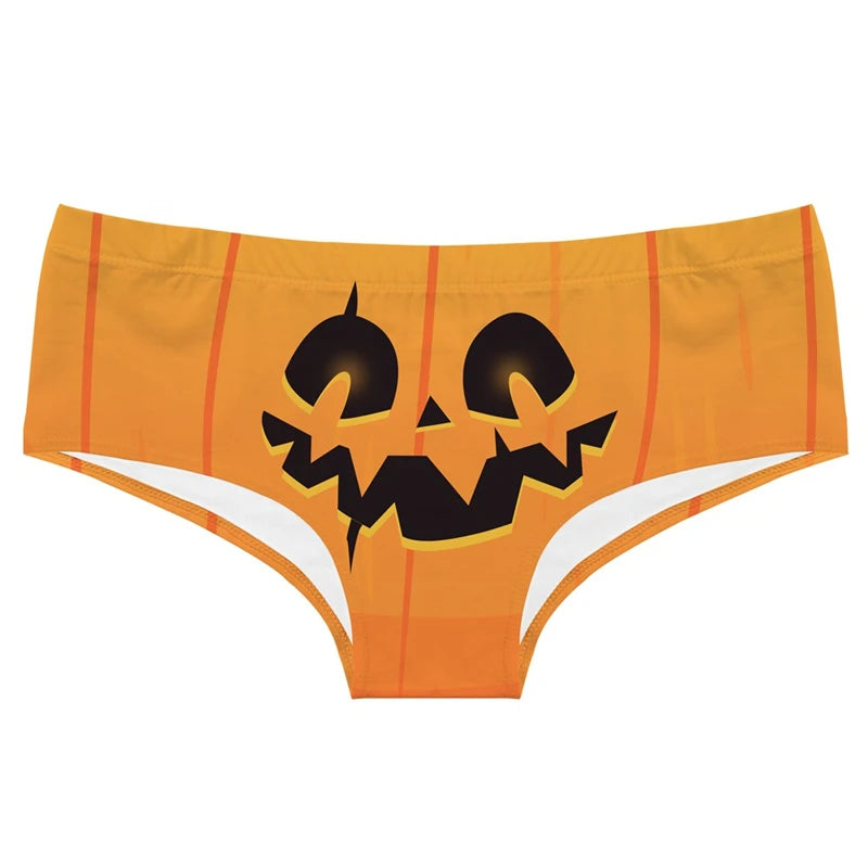 Halloween Pumpkin Skull Printed Lady T-pants Thin Breathable Ice Silk Women's Underpants Comfortable Seamless Female Knickers