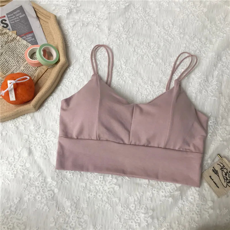 Cotton Tube Tops Women Bra Crop Top Female Wireless Solid Color Top Sleeveless Sexy Lingerie Padded Underwear