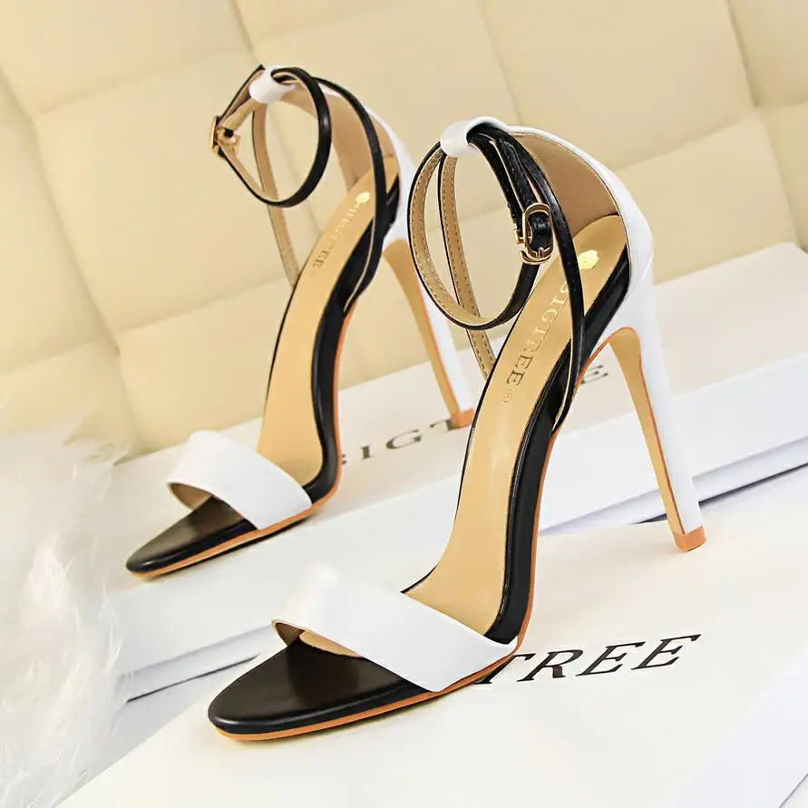 BIGTREE Shoes 11 cm High Heeled Sandals Women Summer Shoes Stiletto High Heels Open toed hollowed out Women Sandals Party Shoes