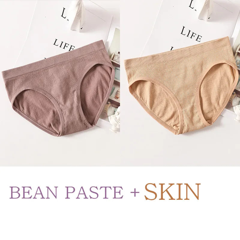 2Pcs/Set Women Panties Low Rise Briefs Seamless Underwear Female Full Coverage Back Bottoms Sports Underpants Sexy Lingerie M-L