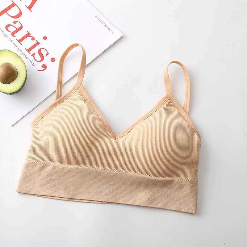 Women Tube Top Seamless Bra Crop Top Solid Color Sports Sexy Lingerie Active Bra Tops Underwear With Removable Pads