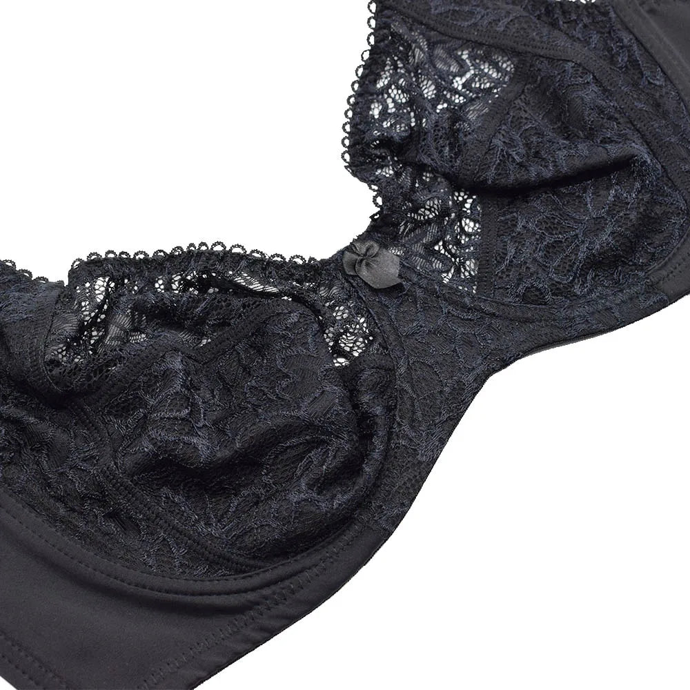 Lager Bosom Lace Perspective Bra For Womens Sexy Lingerie Underwire Embroidery FloralBralette Plus Size Brassiere Top
