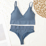 Women Sports Bra And Panties Set Seamless Bra U-Back Crop Top High Rise G-String Panties Thongs Underwear Sexy Lingerie Set