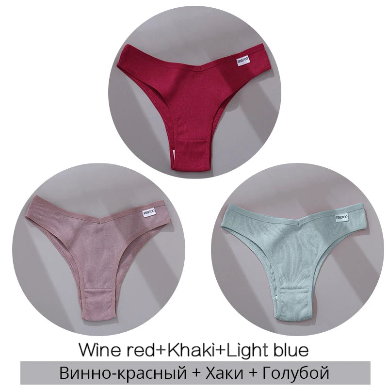 3Pcs/Set Cotton Women Briefs Sexy Seamless Brazilian Panties Female Low Rise Underwear Breathable Underpants Girls M-XL Intimate