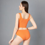 Seamless Women Lingerie Set Rib Bralette Sports Crop Top High Waist Briefs Panties Light Support Bra Sexy Underwear Set