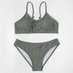 ZTVitality Sexy Solid Bikini Set 2025 New Arrival Padded Bra Push Up V-Neck Swimsuit Women Swimwear Summer Brazilian Beachwear