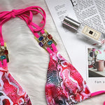 2025 Snake Print Halter Crystal Diamond Bikini Women Swimsuit Female Swimwear Two pieces Bikini set Bather Bathing Suit Swim