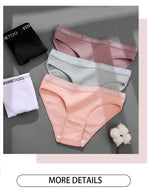 FINETOO 3PCS/Set Women's Underwear Cotton Panty Sexy Panties Female Underpants Solid Color Panty Intimates Women Lingerie M-2XL