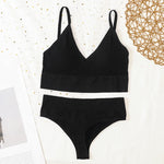 Women Sports Bra And Panties Set Seamless Bra U-Back Crop Top High Rise G-String Panties Thongs Underwear Sexy Lingerie Set