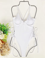 Splicing High Cut Out One Piece Swimsuit Women Tassel Swimwear Female Sexy Bathing Suit String Leopard Bikini 2025 Monokini Lady