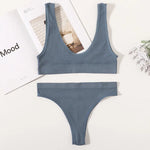 Women Seamless Bra And Panties Set Wire-Free U-Neck Small Cup Push-Up Bra Low-Rise Thongs Sexy Lingerie Female Underwear Set