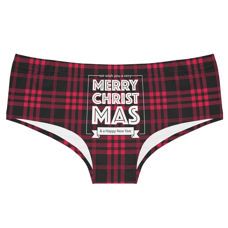 Merry Christmas Bells Print Women's Panties Low Waist Briefs Festive Comfortable Underwear Holiday Lingerie