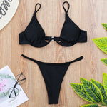 Sexy Push Up Underwired V-bar Bikini Women Swimsuit Female Swimwear Two-pieces Bikini set Micro Thong Bathing Suit Swim Lady