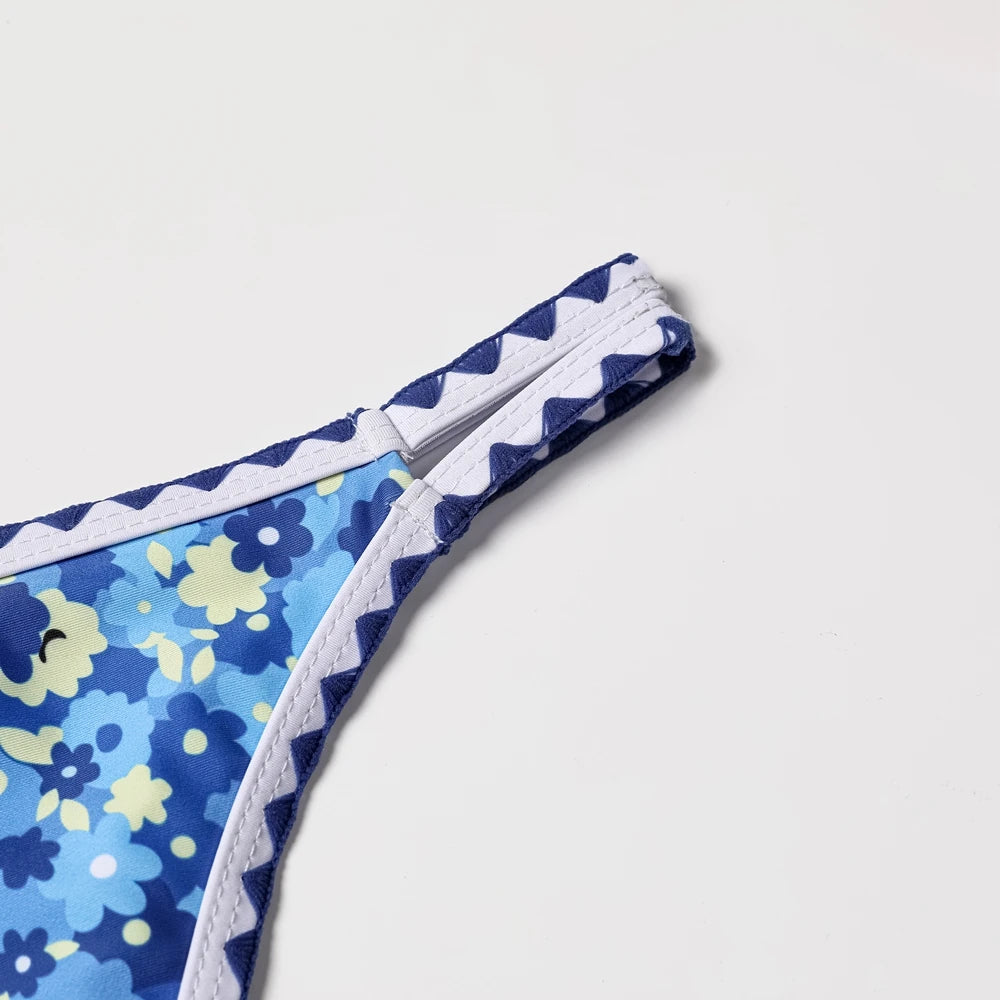 ZTVitality Swimwear Women 2025 New Arrival Print Whip Stitch Sexy Bikini Padded Bra Mid Waist Bandgae Swimsuit Brazilian Biquini