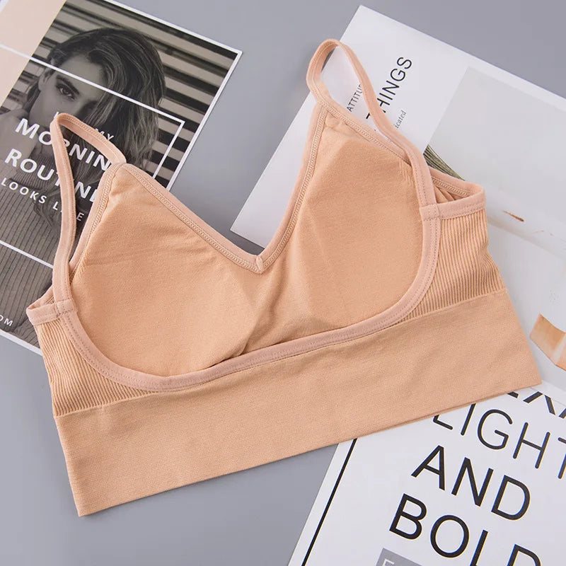 Women Tube Top U Back Crop Top Push Up Bra Sexy Lingerie Seamless Underwear Female Solid Color Sport Top Fitness Brassiere