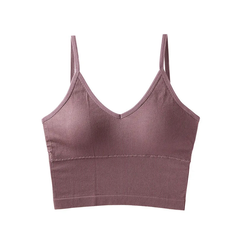 Women Tank Tops Sports Cropped Low Back Bralette Seamless Underwear Female Crop Top Sexy Lingerie Padded Camisole