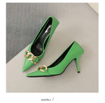 Women Pumps Luxury Female High Heels Metal Pointed Toe Professional Dress Party Ladies Office Shoe 2021Summer Fashion Large Size