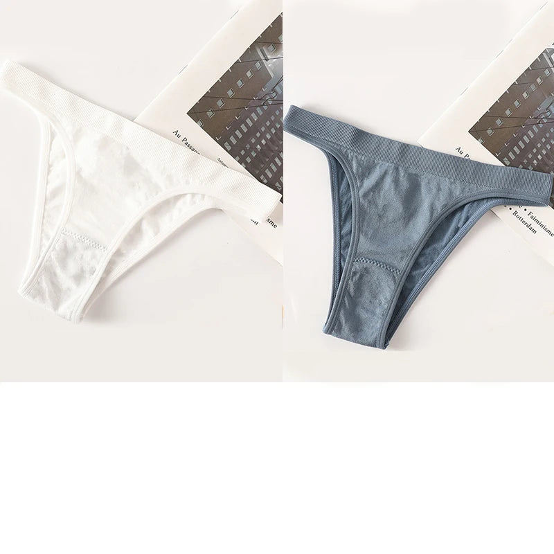 2PCS/Set Seamless Women Brazilian Panties Female Underpants High Leg Cut Underwear Sexy Lingerie Bikini Sports Briefs M-L