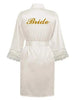 Sexy Ladies' Lace Satin Robe Gown Solid Soft Nightgown Nightwear Kimono Bathrobe Sleepwear Wedding Bride Bridesmaid Robe