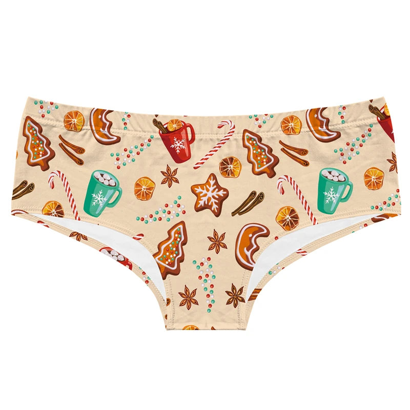 Merry Christmas Bells Print Women's Panties Low Waist Briefs Festive Comfortable Underwear Holiday Lingerie