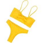 ZTVitality Sexy Solid Bow Bikinis Push Up Bikini 2021 Straps Padded Low Waist Swimsuit Bandage Swimwear Women Brazilian Biquini