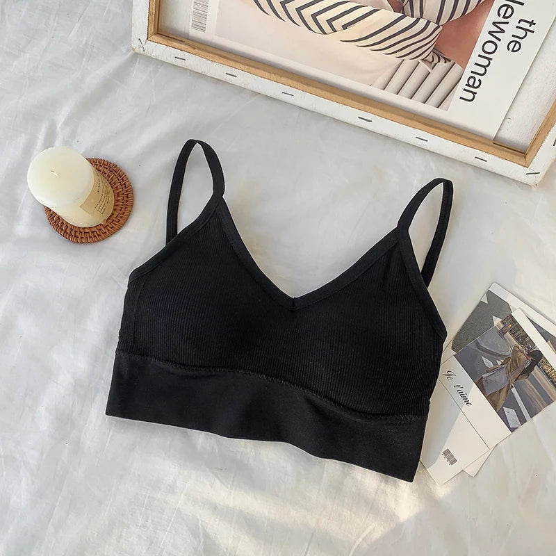 Women Tube Top Seamless Bra Crop Top Solid Color Sports Sexy Lingerie Active Bra Tops Underwear With Removable Pads