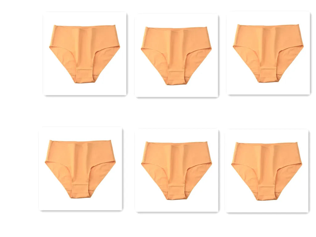 6Pcs/Set Women High Waist Cotton Briefs Breathable Panties Seamless Edge Comfort Underwear Solid Color Soft M-2XL Intimates
