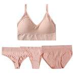 4pcs/set Women Underwear Set Active Wear Bra Top Female U Back Sports Bra And Panties Set G-String Thongs Sexy Lingerie