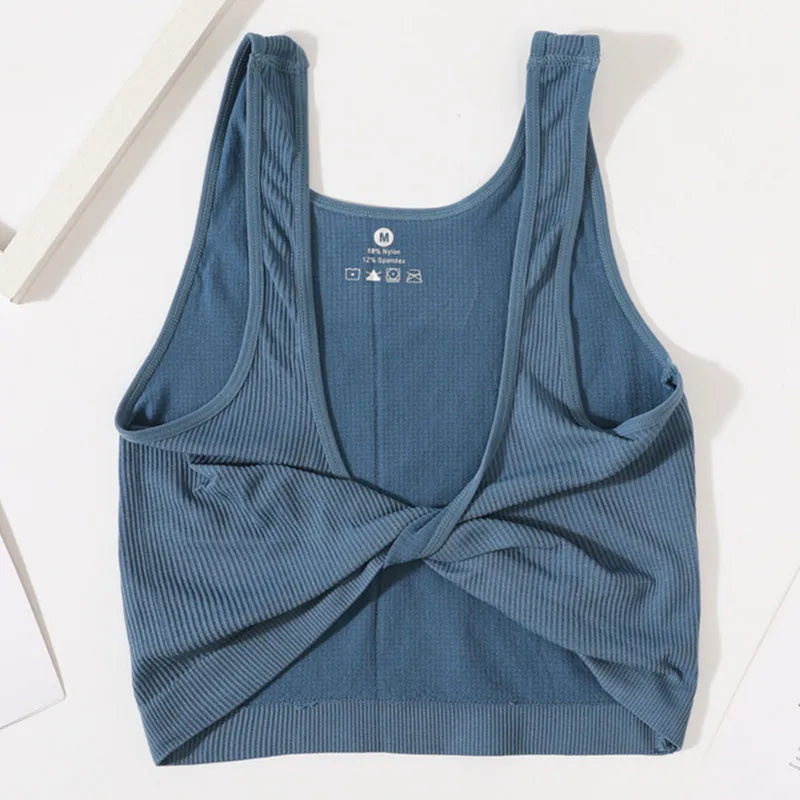 Women Rib Crop Top Seamless Tank Tops Sexy Underwear Deep V Streetwear Cropped Tee Summer Deep V Sports Camisole