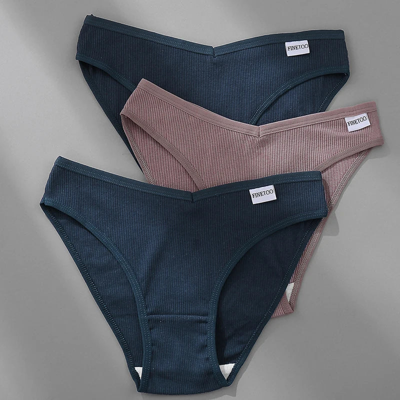 3PCS M-2XL Women Cotton Panties Briefs Female Sexy V Wasit Underwear Ladies Underpants Pantys Girls Plus Size Intimates Lingerie