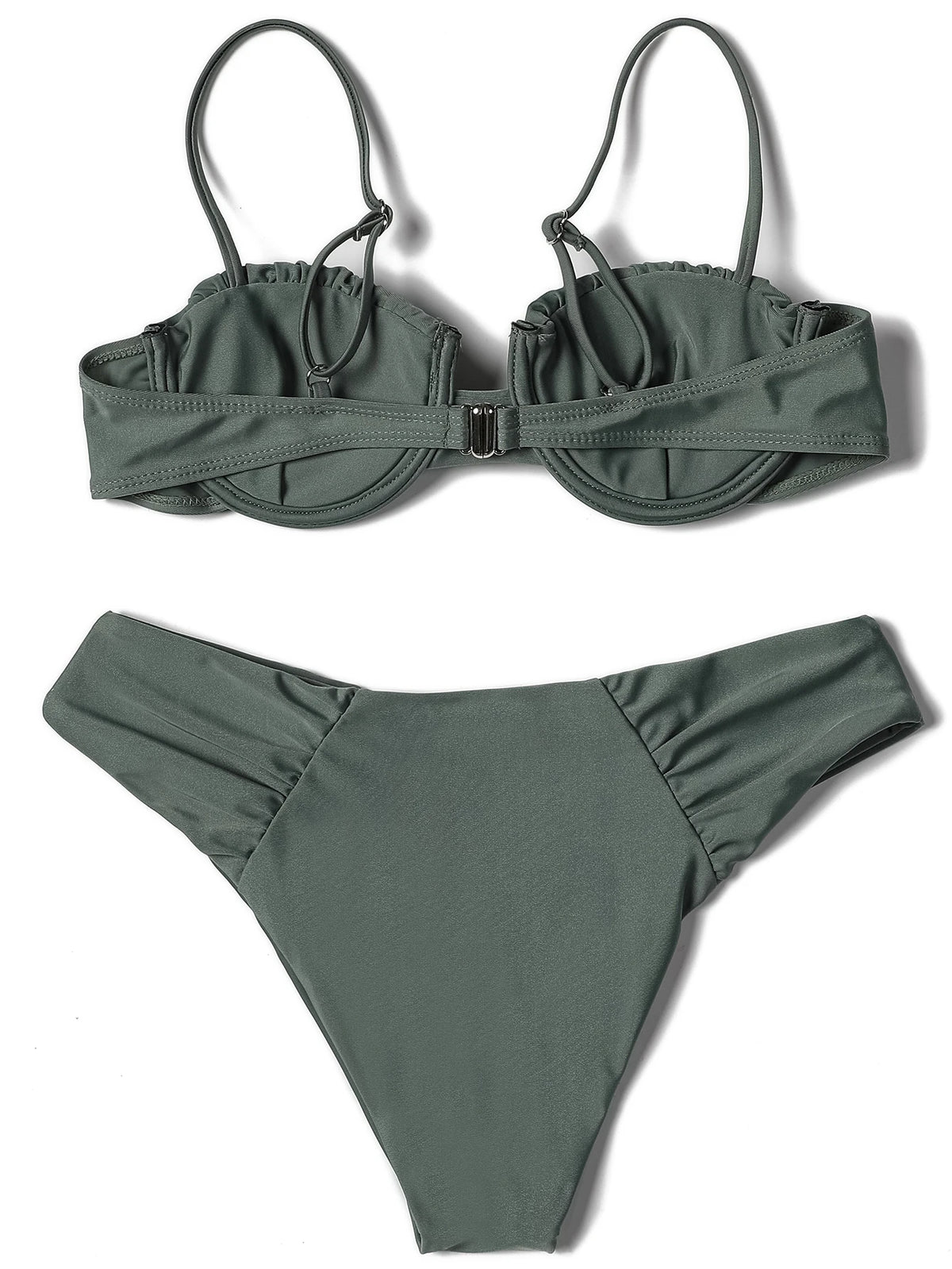 ZTVitality Solid Swimwear Women 2025 Newest Push Up Sexy Bikini Padded Bra Underwire Mid Waist Folds Swimsuit Brazilian Biquini