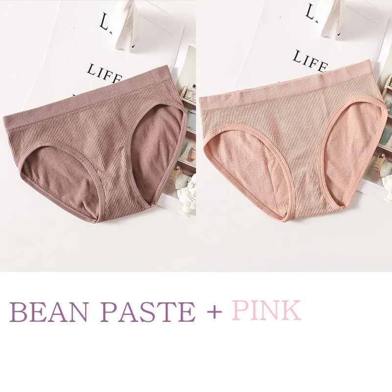 2Pcs/Set Women Panties Low Rise Briefs Seamless Underwear Female Full Coverage Back Bottoms Sports Underpants Sexy Lingerie M-L
