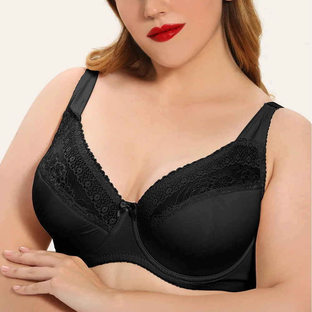 Plus Size Lace Bras For Women Lager Sexy Push Up Bra Bralette Comfortable Underwired Underwear Lingerie Tops BH D DD E F G Cup