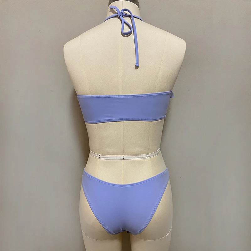 ZTVitality Ruffles V-Neck Sexy Bikinis Push Up Bikini 2025 New Arrival Halter Bandage Swimsuit Low Waist Swimwear Women Biquini