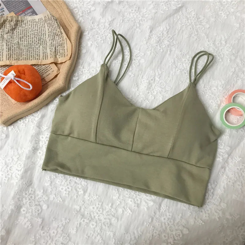 Cotton Tube Tops Women Bra Crop Top Female Wireless Solid Color Top Sleeveless Sexy Lingerie Padded Underwear