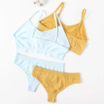 Women Seamless Bra And Panties Set Non-Wire Push-Up Bralette Female Low-Waist Thongs T-back Panties Sexy Lingerie Underwear Set