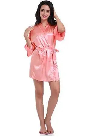 New Silk Kimono Robe Bathrobe Women Silk Bridesmaid Robes Sexy Navy Blue Robes Satin Robe Ladies Dressing Gowns