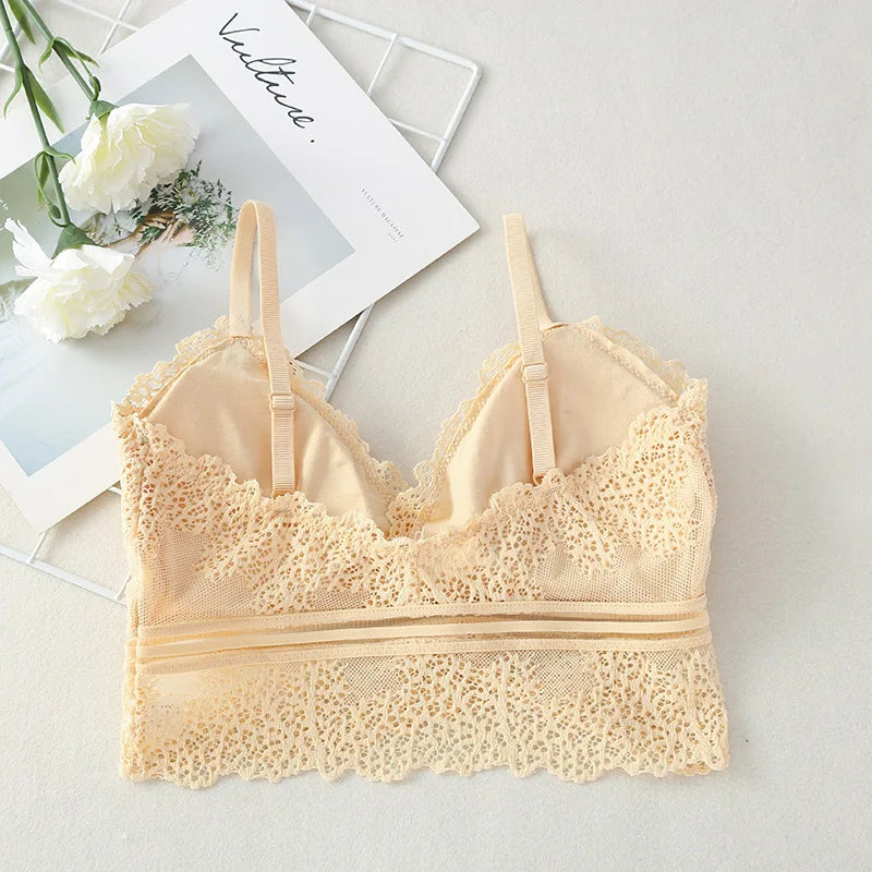 Lace Bralette Women Bras Tube Top Sexy Lingerie V Neck Crop Tops Underwear Cropped Bra Female Tank Crop Top
