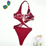 2025 Sexy High Cut Out Halter Female Swimwear One Piece Swimsuit Women Cross Bandage Monokini Bather Bathing Suit Swim Bodysuit