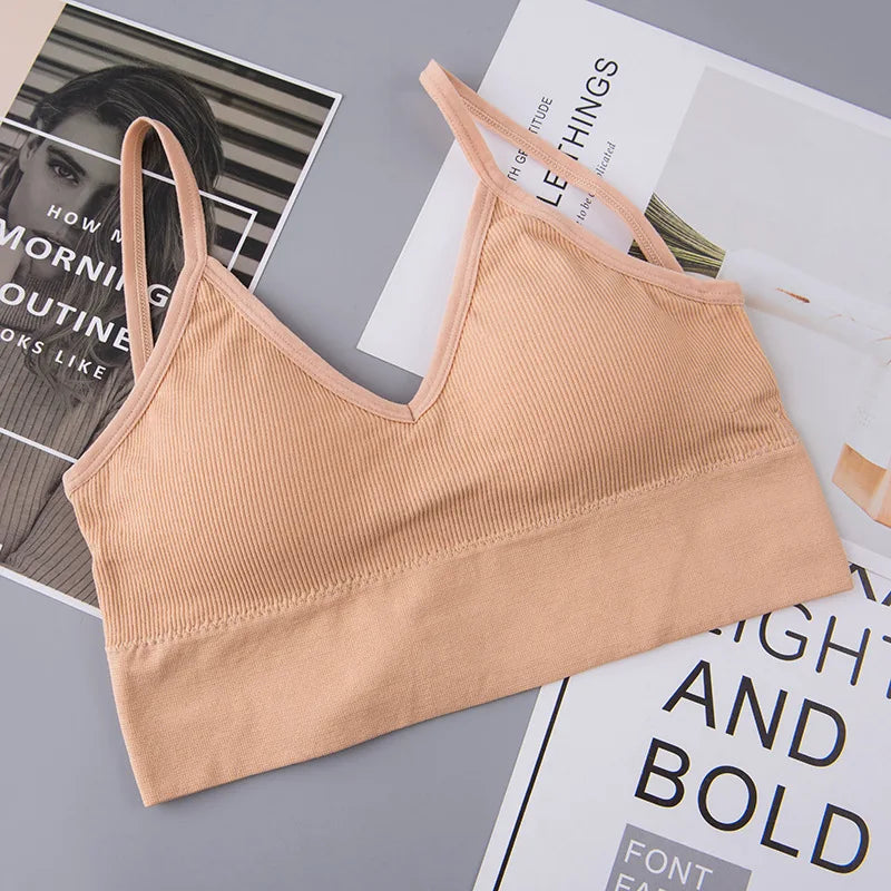 Women Tube Top U Back Crop Top Push Up Bra Sexy Lingerie Seamless Underwear Female Solid Color Sport Top Fitness Brassiere