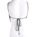 Summer Ladies Sexy Backless Chest Wrap Women Solid Color Hanging Neck Lace-Up Sleeveless Knitted Camisole Irregular Hem Top